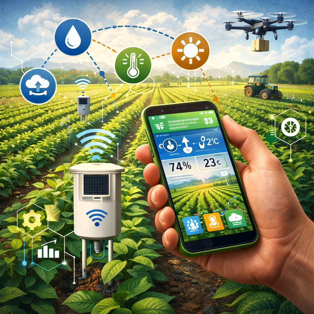 Sensores IoT Agrícolas: Monitore Plantações 24/7 Via Smartphone